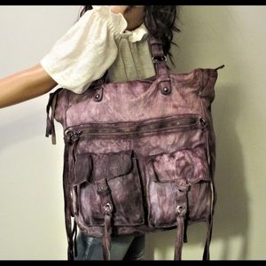 Latico Large Purple Hippie Leather Bag Tote